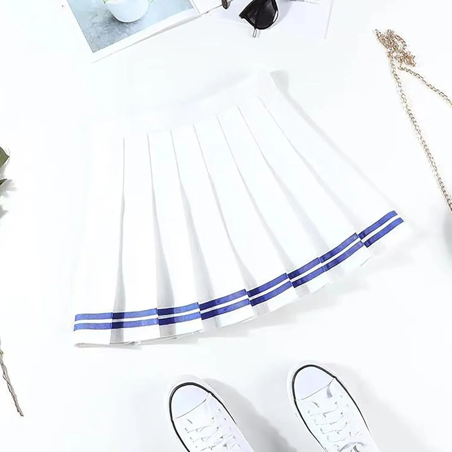 Casual Skirts for Women High Waist Trendy Pleated Y2K A-Line Uniform Cheer Mini Skirts for Girls Summer Streetwear