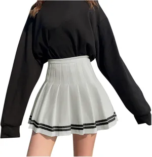 Casual Skirts for Women High Waist Trendy Pleated Y2K A-Line Uniform Cheer Mini Skirts for Girls Summer Streetwear