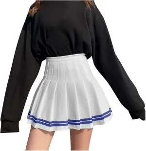 Casual Skirts for Women High Waist Trendy Pleated Y2K A-Line Uniform Cheer Mini Skirts for Girls Summer Streetwear