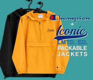 CHAMPION   ROYAL ICONIC. | Retro Embroidered Logo Unisex Hooded Packable Windbreaker Lite Coaches Jacket Gold Vintage Classic
