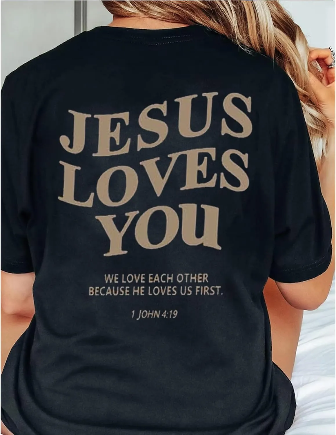 Christian Oversized T-Shirt for Women Jesus Loves You Shirts Jesus Faith Shirt Blessed You Oversized Tees Top
