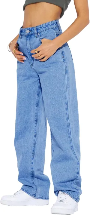 Cicy Bell Women's High Waisted Boyfriend Jeans Baggy Straight Leg Casual Denim Pants