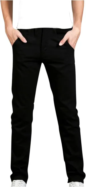 Cotton Men's Slim Fit Chino Pants Stretch Elastic Waist Casual Lightweight Daily Office Work Pockets