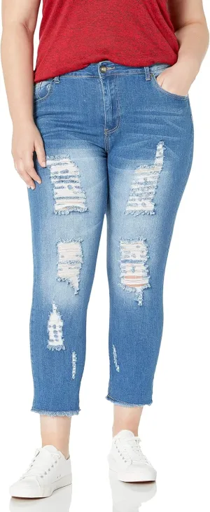 cover girl Women's Distressed Ripped Skinny Jeans