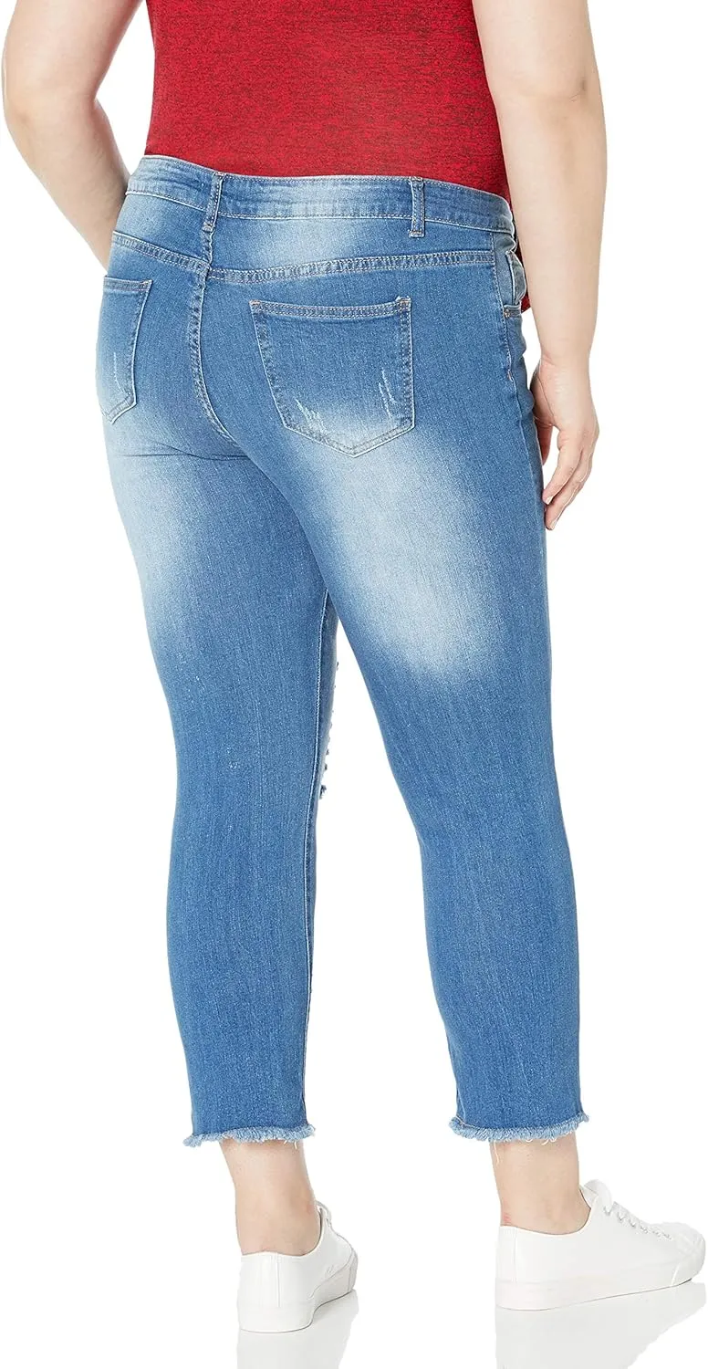 cover girl Women's Distressed Ripped Skinny Jeans