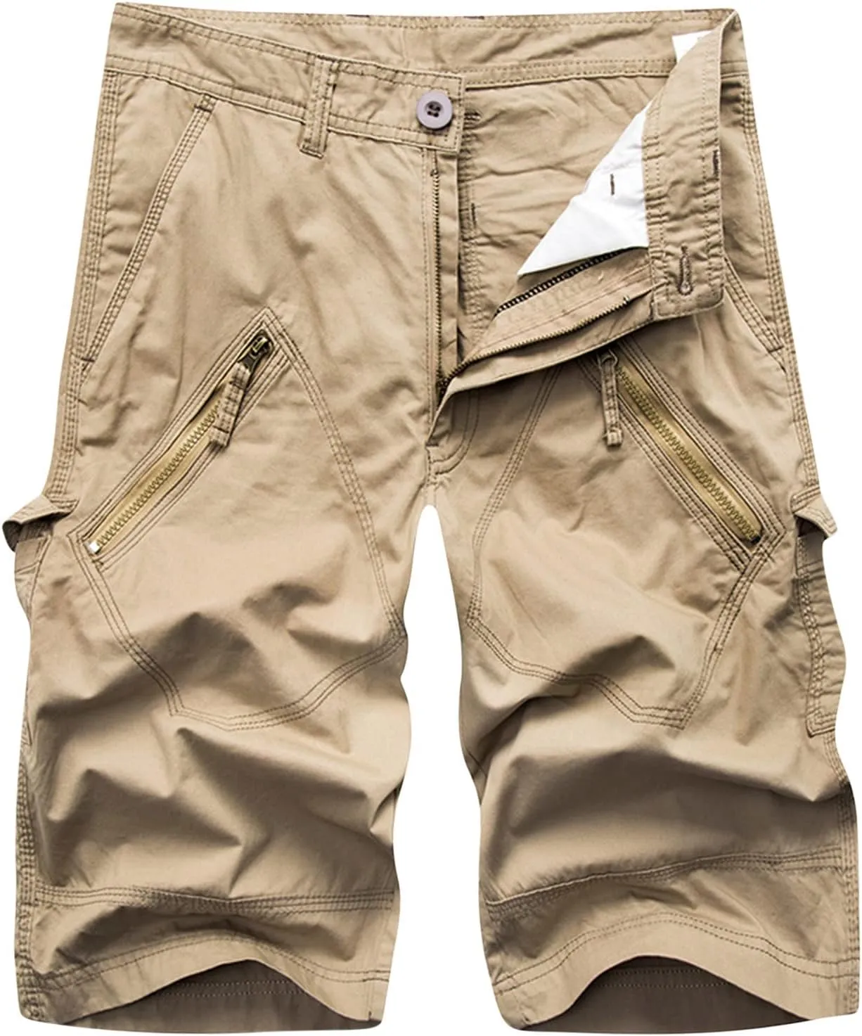 Dgoopd Cargo Shorts for Men Big Tall Ripstop Cargo Pants Tactical Hiking Shorts Durable Outdoor Multi-Pockets Work Pants
