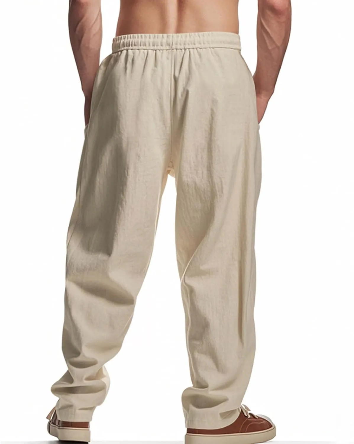 Dgoopd Straight Leg Cargo Sweatpants Men Drawstring Elastic Waist Baggy Cargo Pants with Multi Pockets