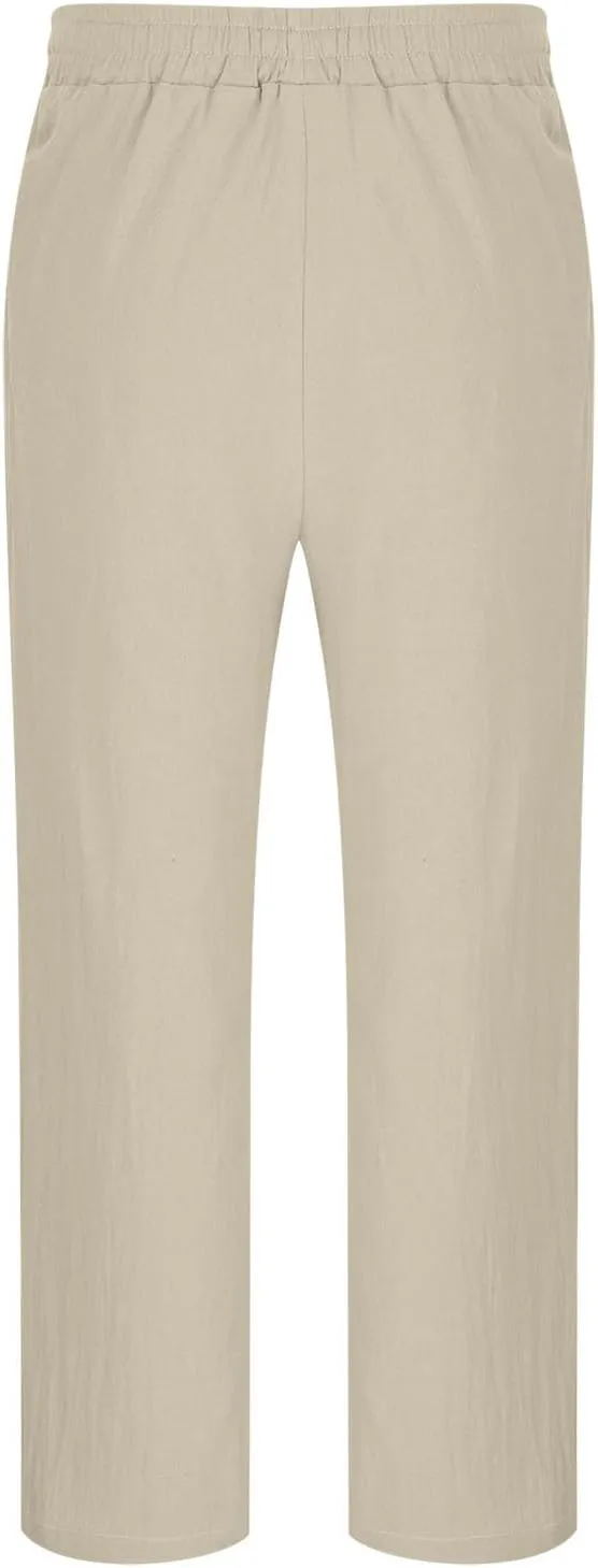 Dgoopd Straight Leg Cargo Sweatpants Men Drawstring Elastic Waist Baggy Cargo Pants with Multi Pockets