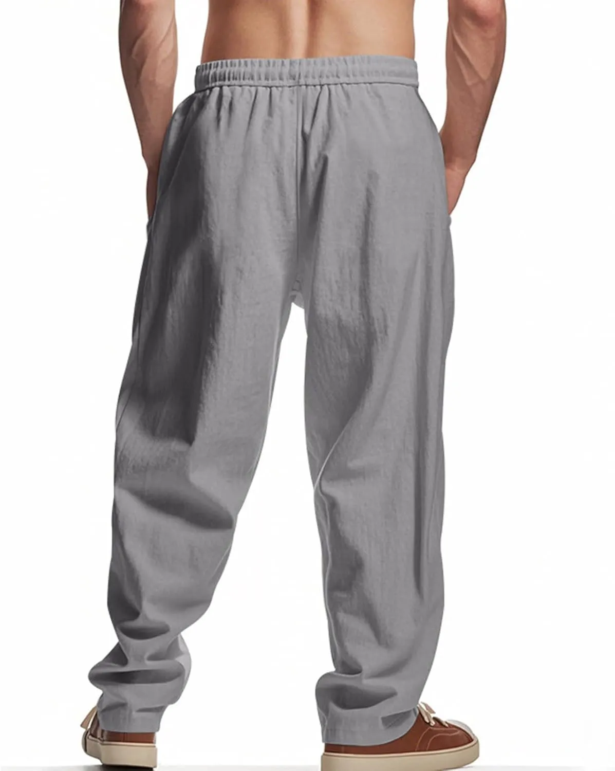 Dgoopd Straight Leg Cargo Sweatpants Men Drawstring Elastic Waist Baggy Cargo Pants with Multi Pockets