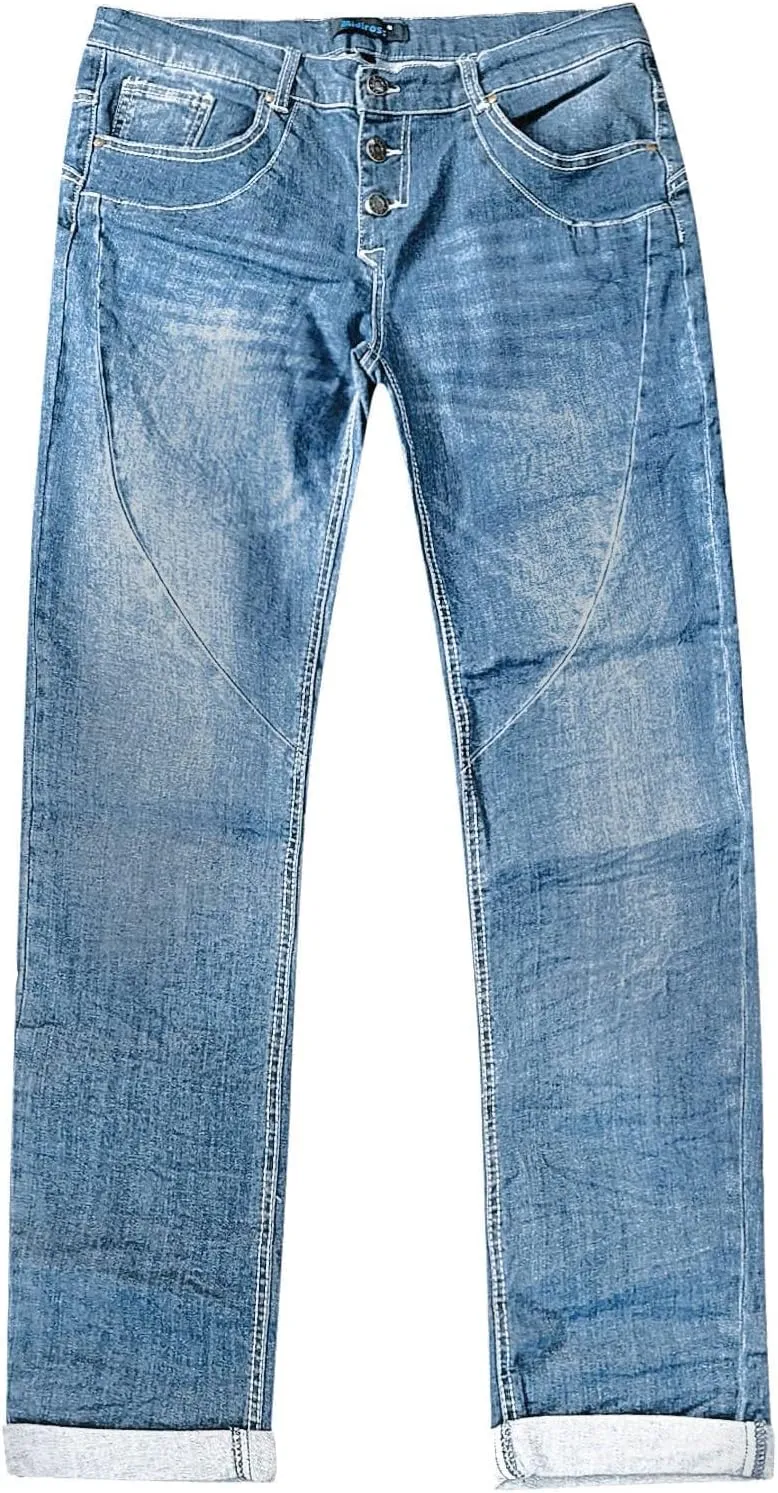 Distressed Jeans for Women Slim Straight Cuffed Crop Jeans Mid Waist Stretchy Washed Cute Boyfriend Denim Pants