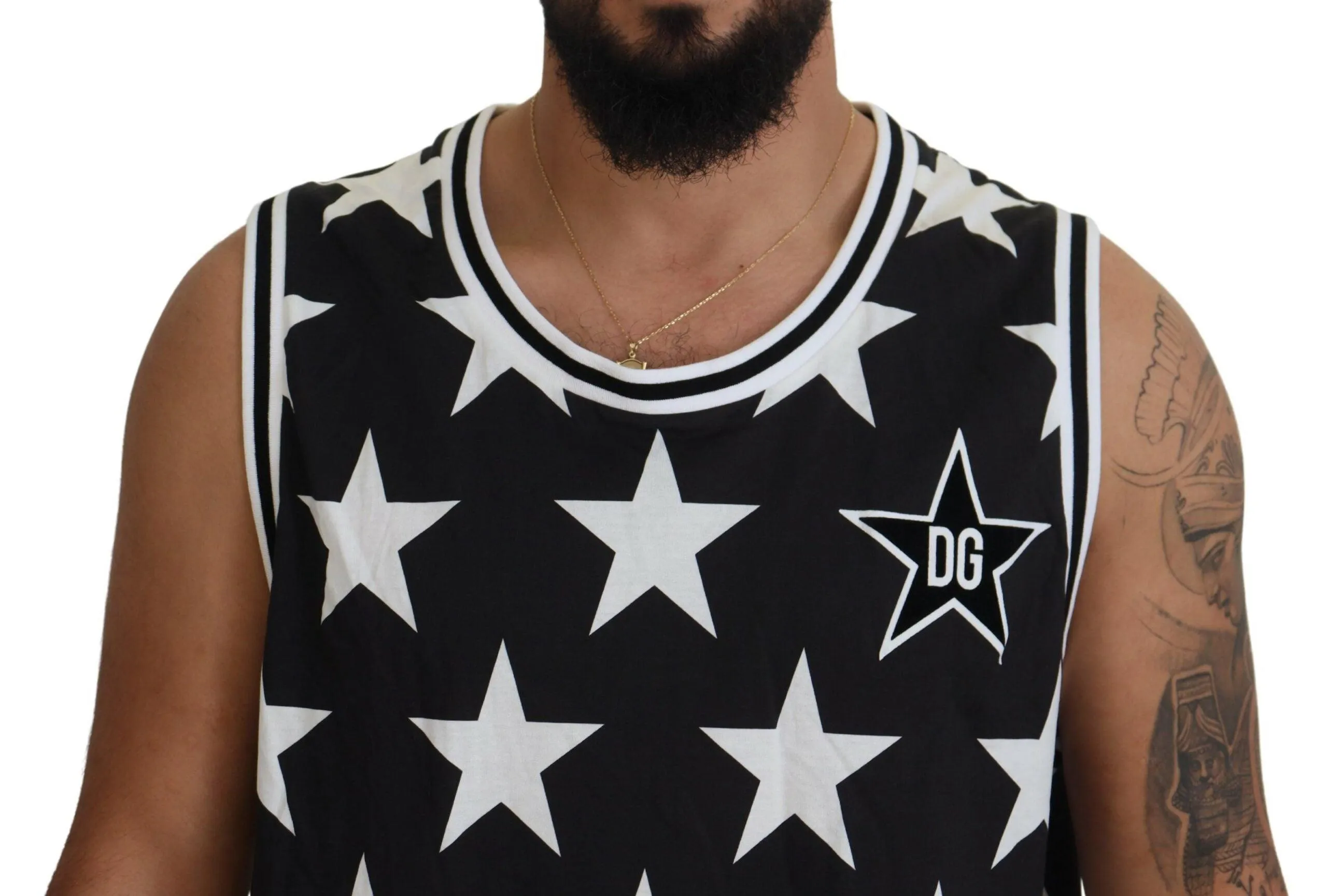 Dolce & Gabbana Black DG Star Logo Print Sleeveless Casual T-shirt