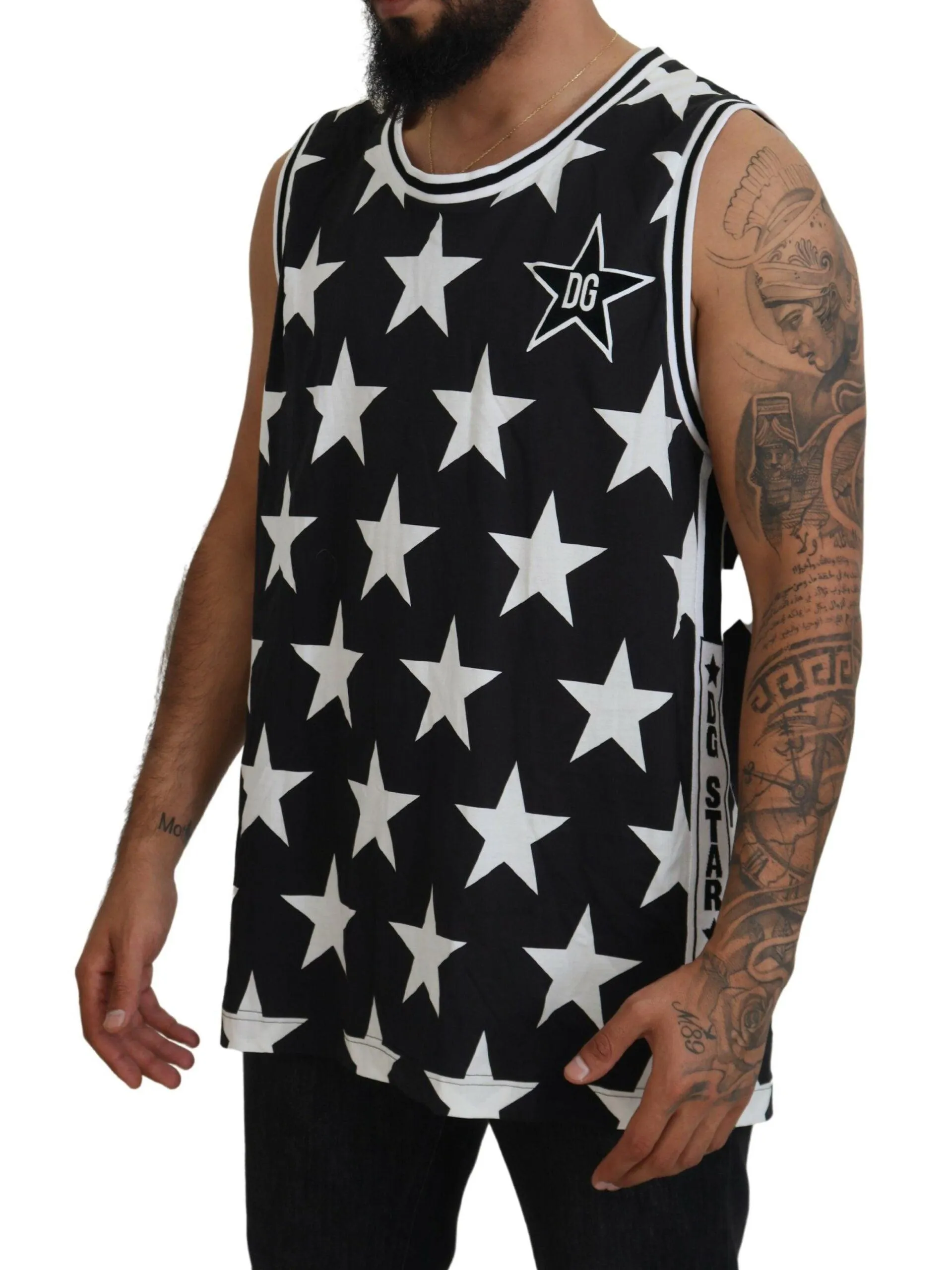 Dolce & Gabbana Black DG Star Logo Print Sleeveless Casual T-shirt