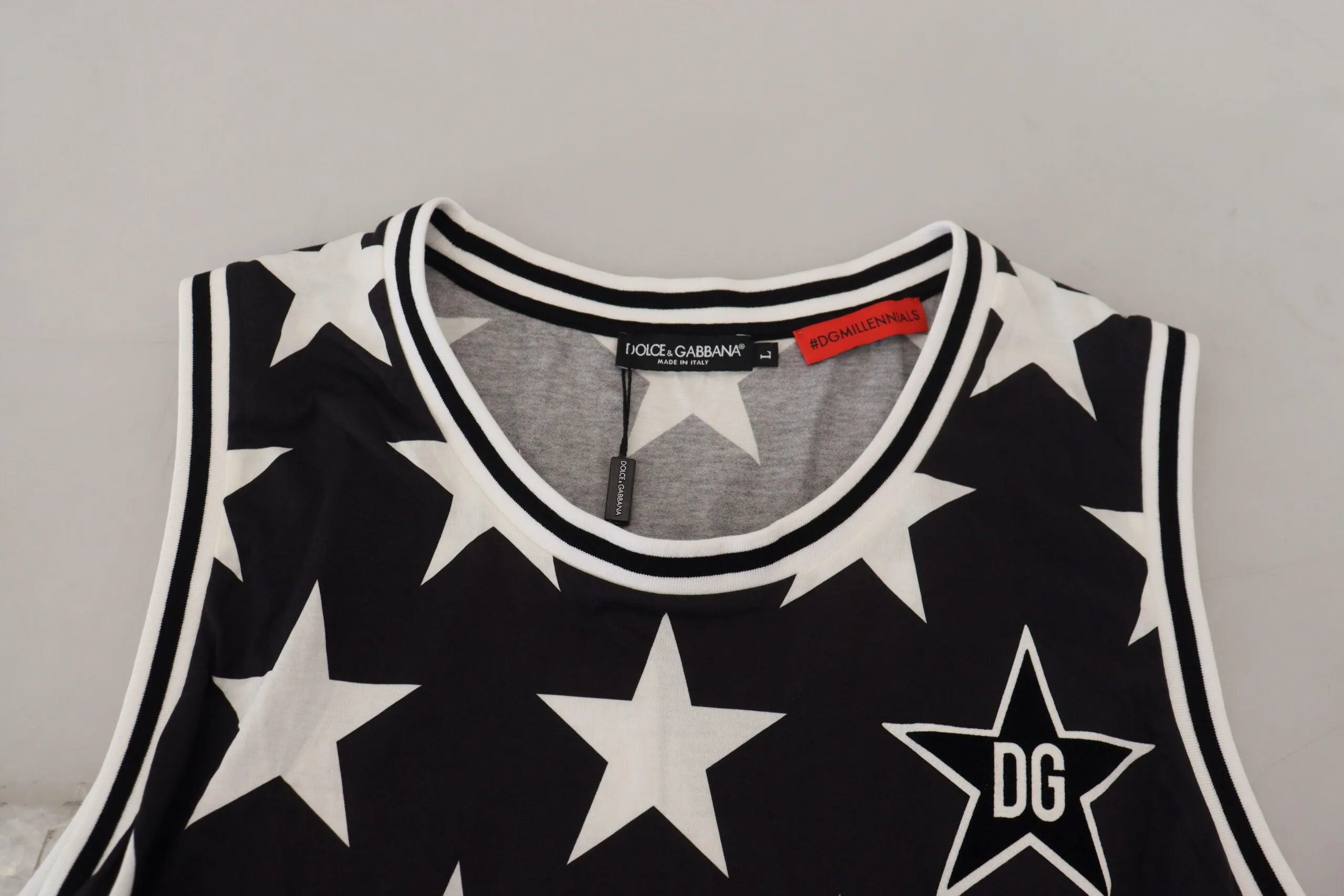 Dolce & Gabbana Black DG Star Logo Print Sleeveless Casual T-shirt