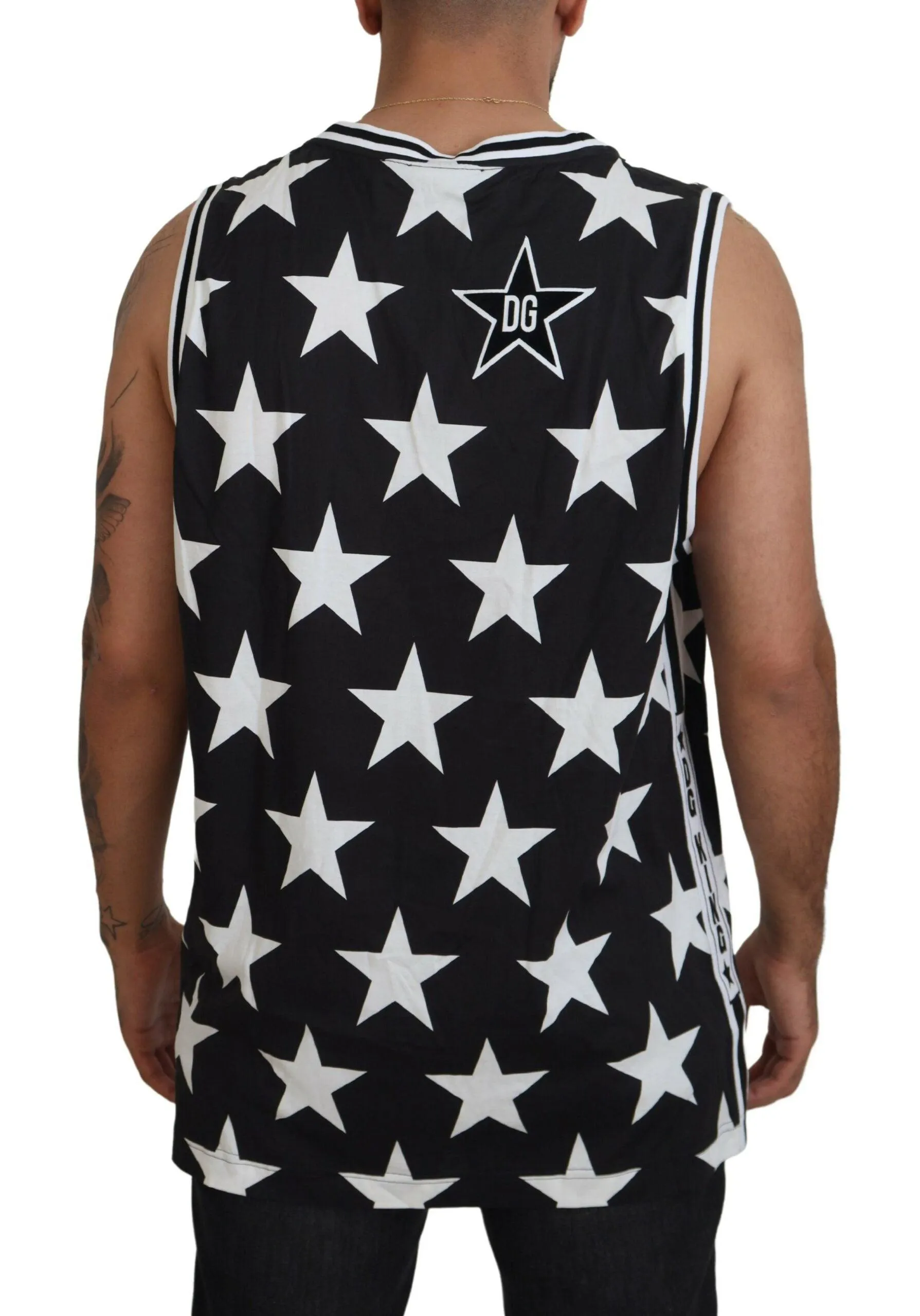 Dolce & Gabbana Black DG Star Logo Print Sleeveless Casual T-shirt