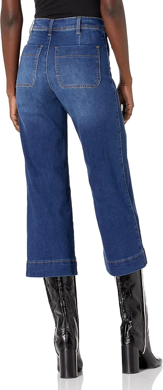 dollhouse Women's Exposed Button Wide Leg Jeans