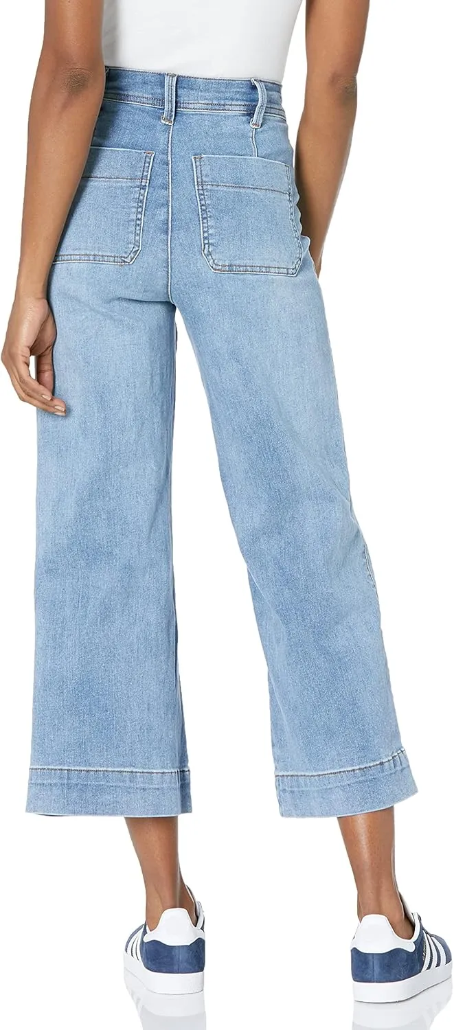 dollhouse Women's Exposed Button Wide Leg Jeans