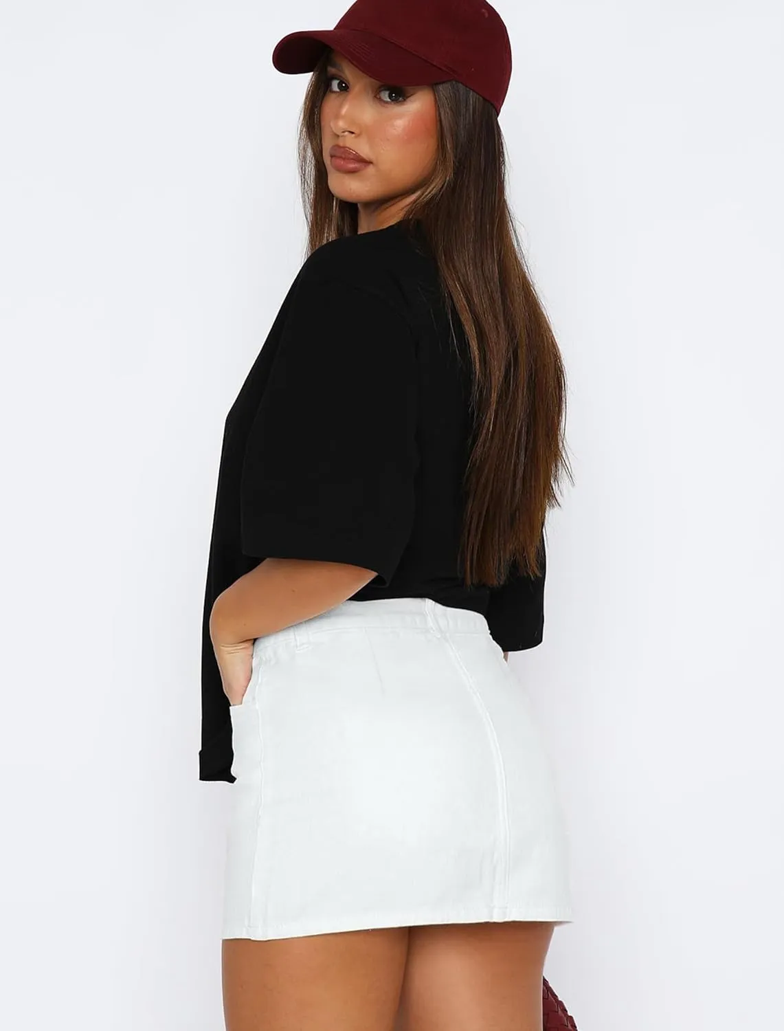 Eddoyee Jean Skorts for Woman High Waisted Stretchy Denim Skirt with Shorts Mini Skirt with Pockets