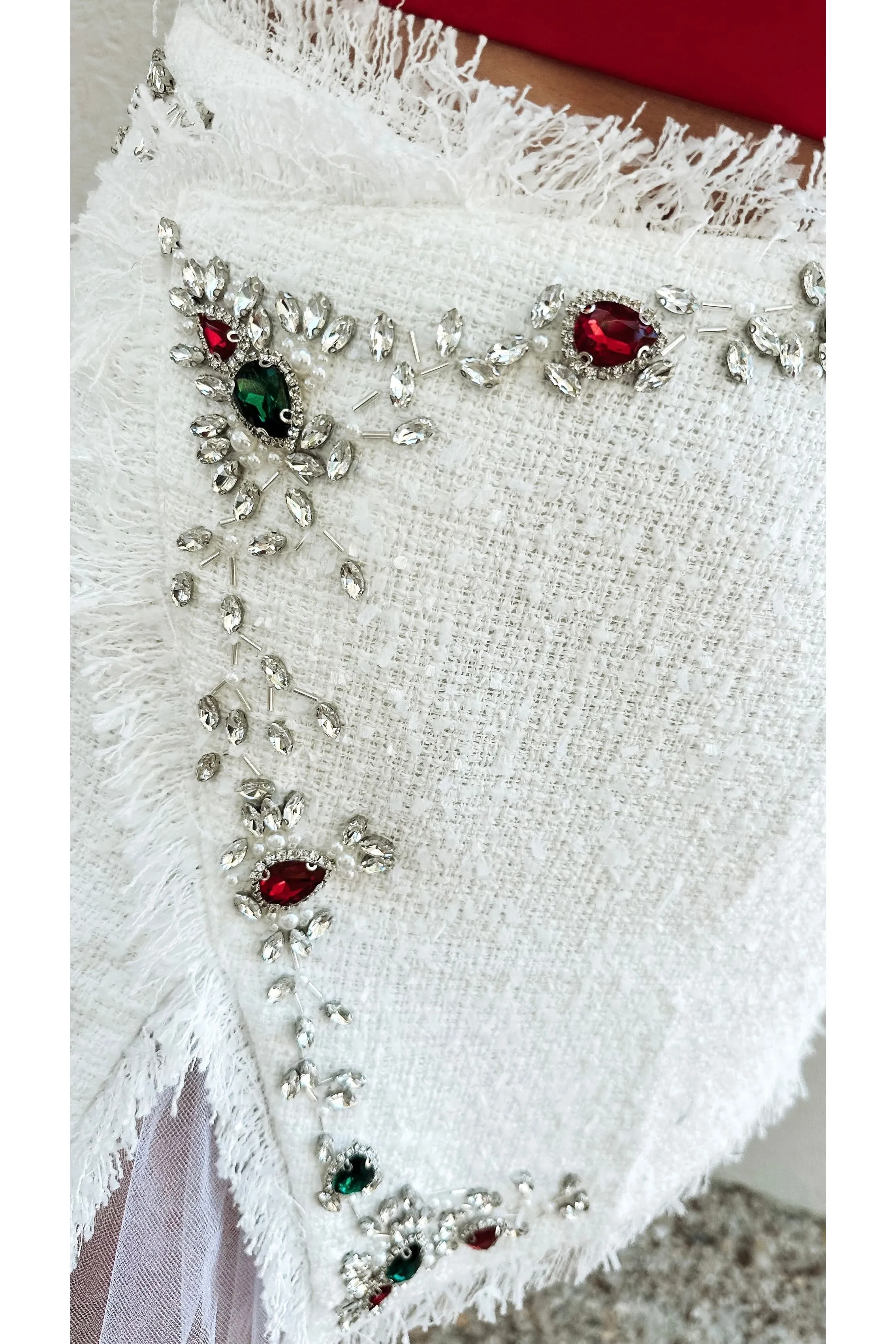 Effortlessly Glamorous White Tweed Skirt