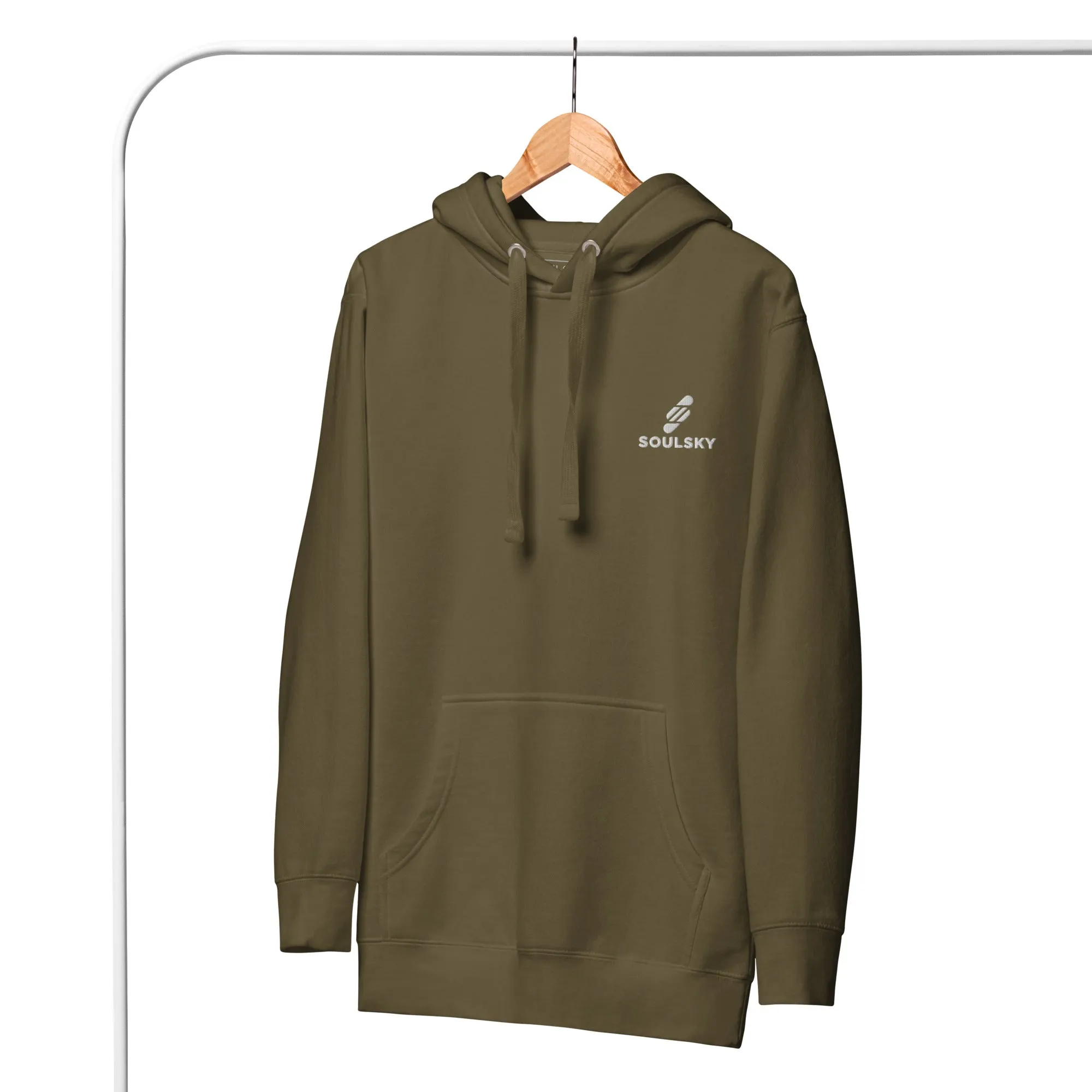 Embroidered Logo Popover Hoodie - Military Green