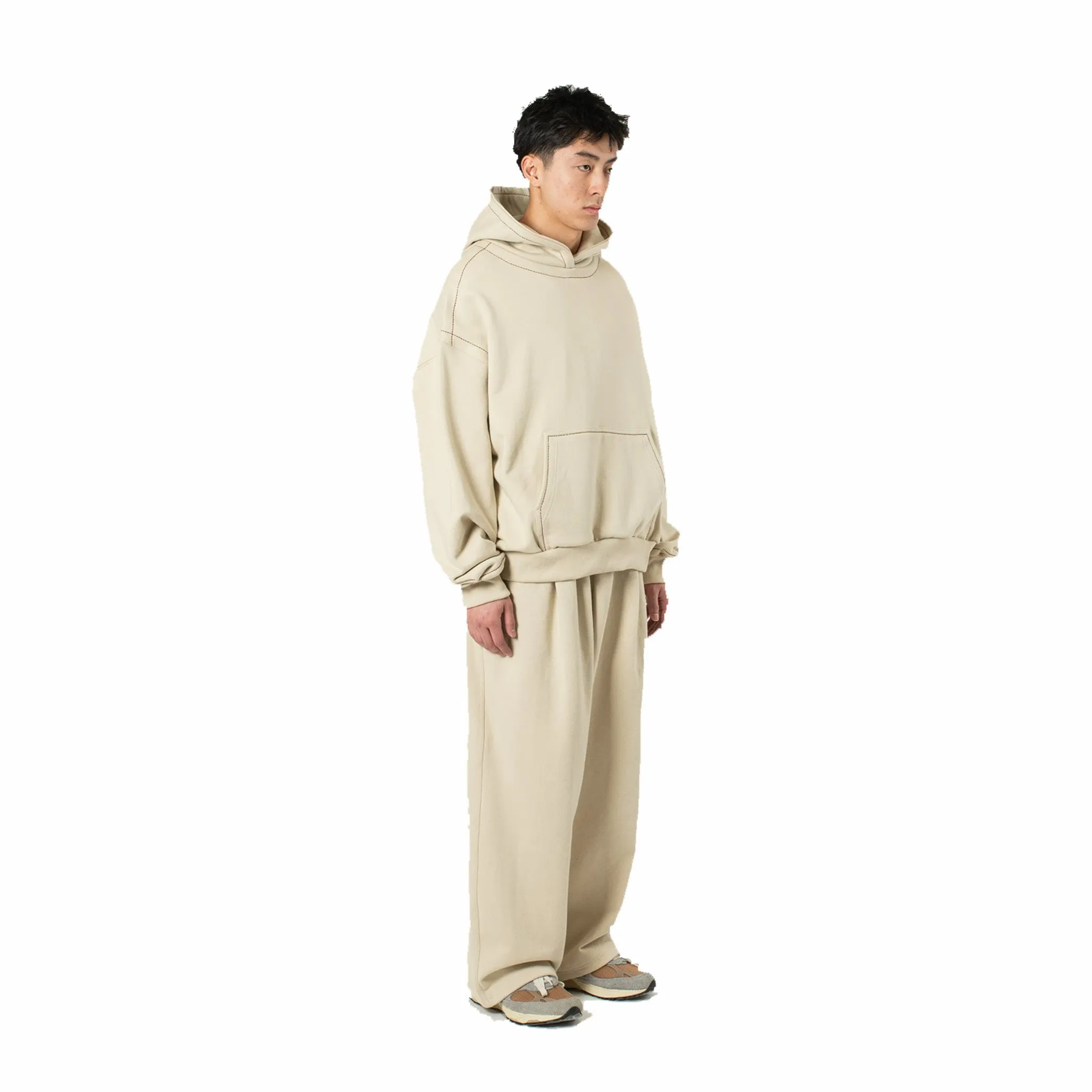 Estudio Niksen Contrast-Stitch Hoodie (Beige)