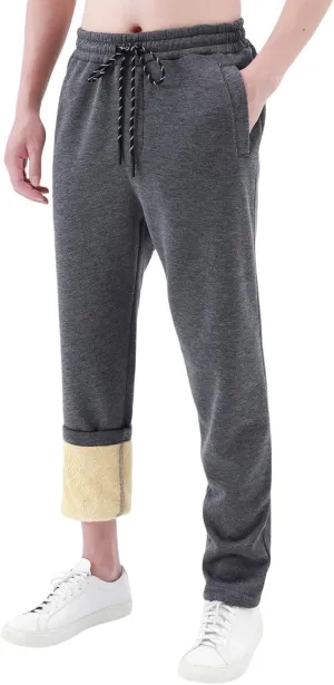 evzosrz Men's Sherpa Lined Sweatpants Fleece Active Running Jogger Pants Winter Warm Lounge Athletic Track Jogger Pants