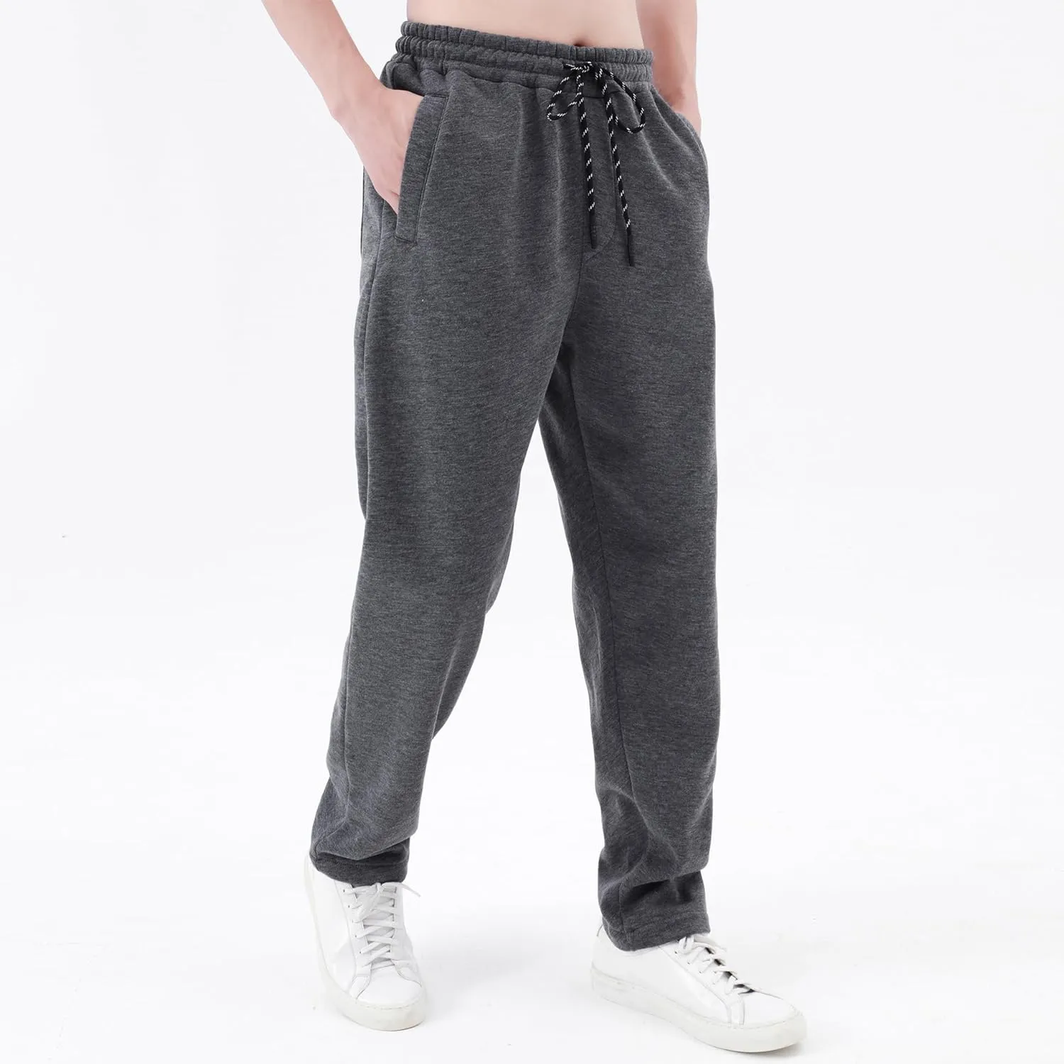 evzosrz Men's Sherpa Lined Sweatpants Fleece Active Running Jogger Pants Winter Warm Lounge Athletic Track Jogger Pants