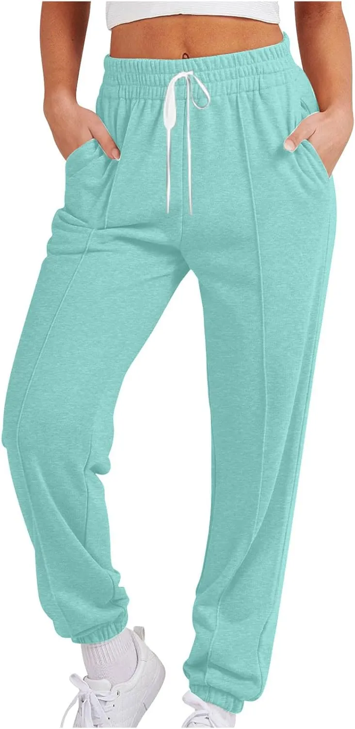 Fleece Sweatpants for Women Drawstring High Waisted Joggers Pants Baggy Comfy Soft Workout Lounge Trouser W/Pockets