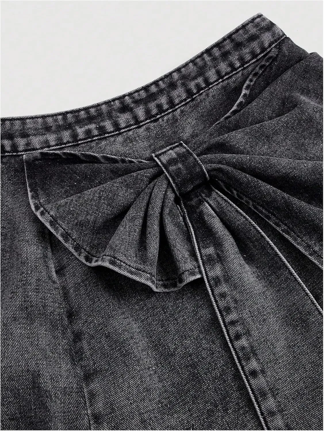 Floerns Women's High Waisted Big Bow Wrap Front Mini Bodycon Denim Skirts