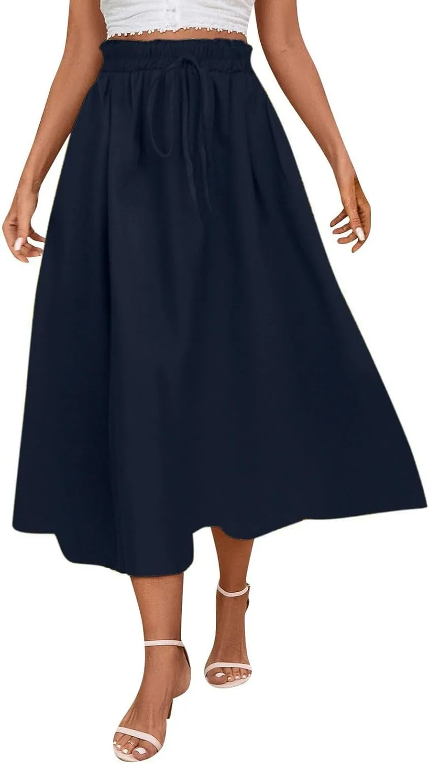 Floral Skirts for Women 2025 A-Line Loose Elastic High Waist Elastic Waist Pleated Summer Swing Skirts with Pocket