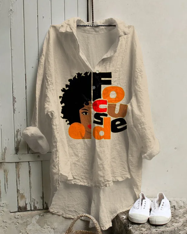 Focused Black Girl Art Irregular Leisure Tunic