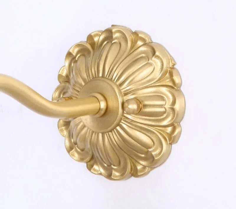 Frosted Layered Glass Flower Wall Light with Brushed Brass Carved Flower Fixture - Bulb Included