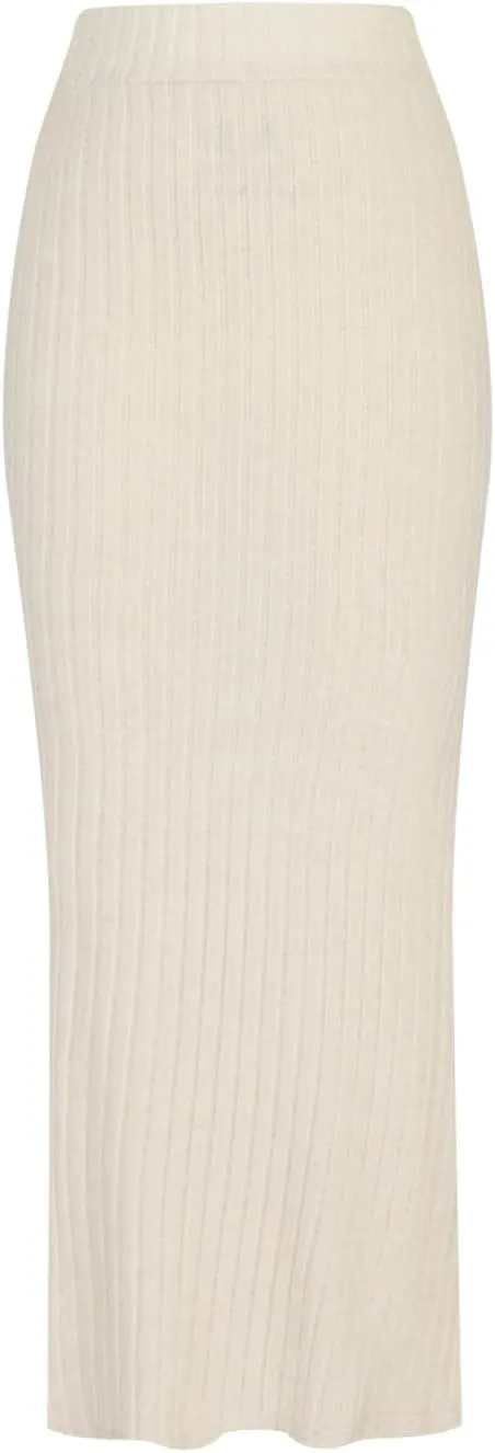 FZYLQY Women's Texture Bodycon Maxi Skirt Ribbed Knitted Stretch Pencil Long Skirts Solid High Waisted Spring Tigtht Skirts