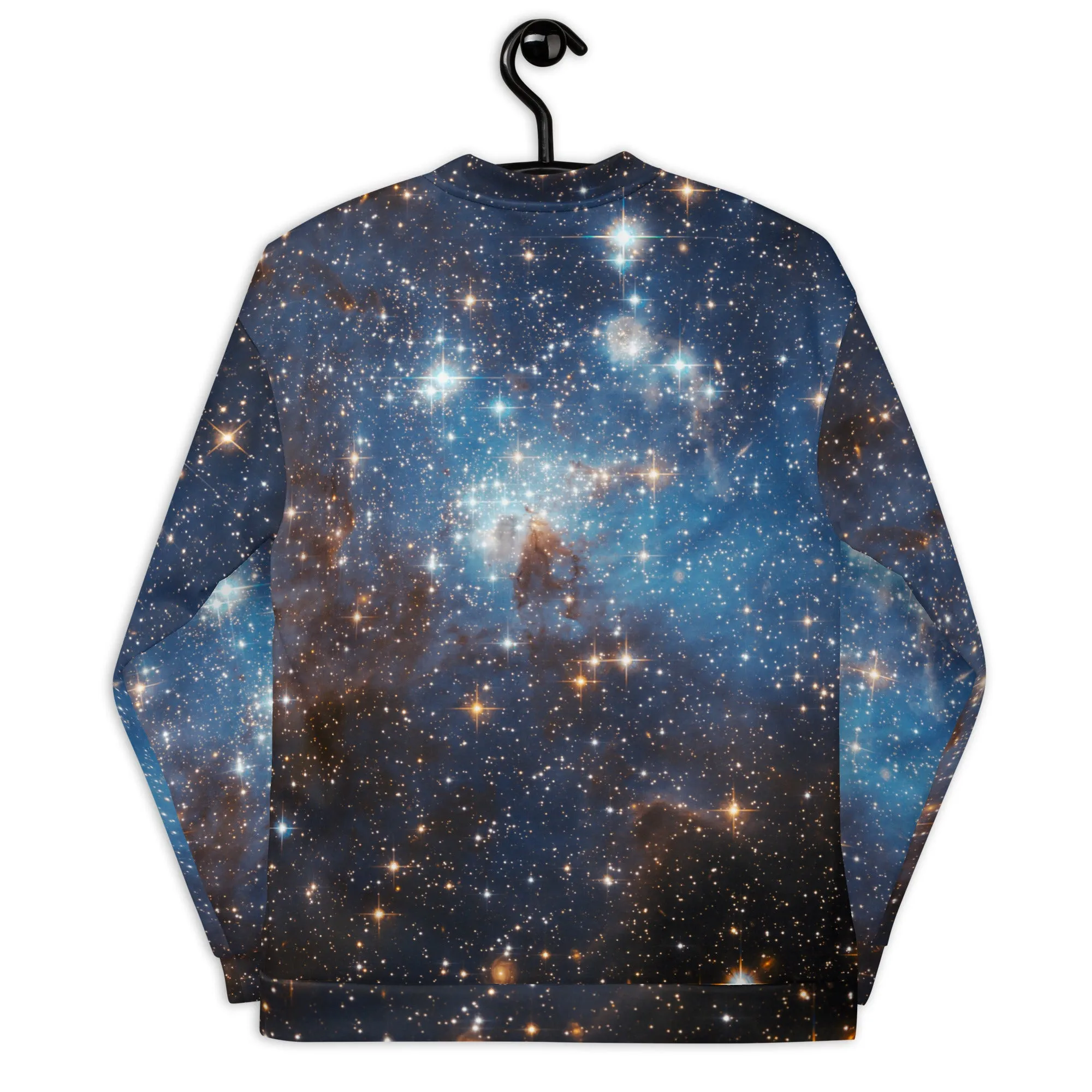 Galaxy Space Men Bomber Jacket, Universe Zip Up Streetwear Unisex Winter Vintage Flight Varsity Warm Designer Coat Outfit