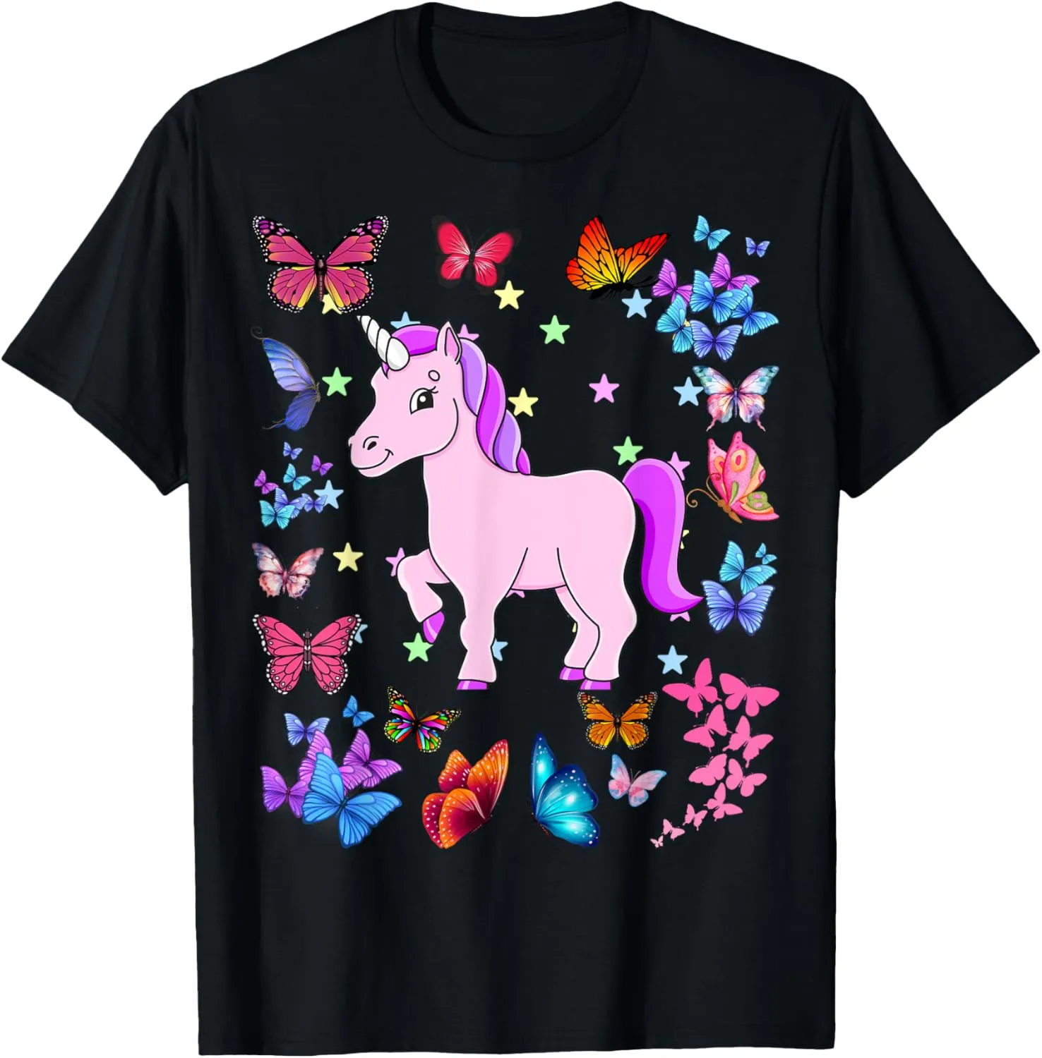 Gifts For Girls Unicorn Butterflies Graphic Tees Kids T-Shirt