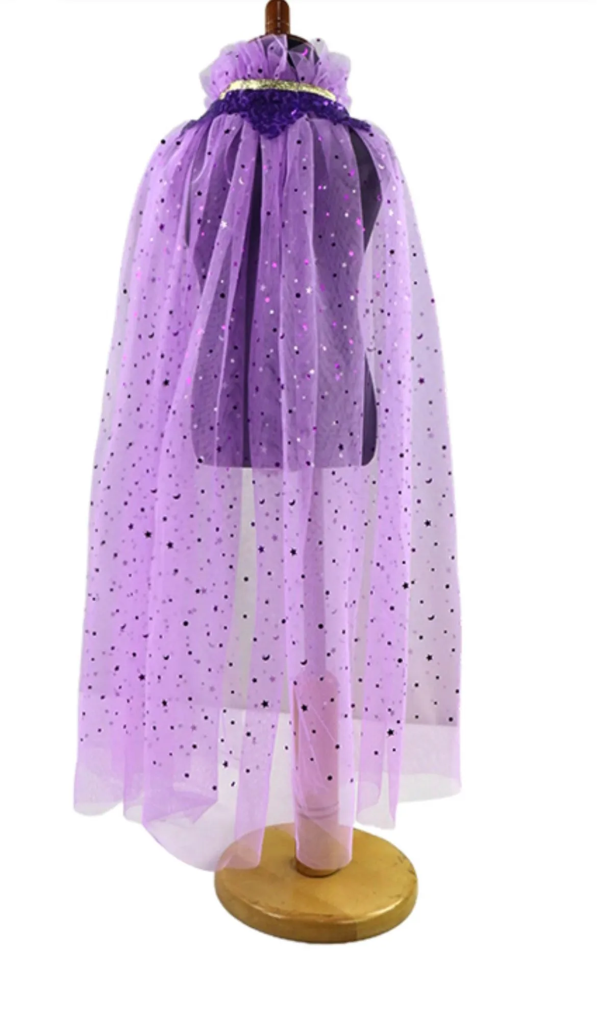 Girls Fun Theme Park Princess Capes - Purple Polka Dot