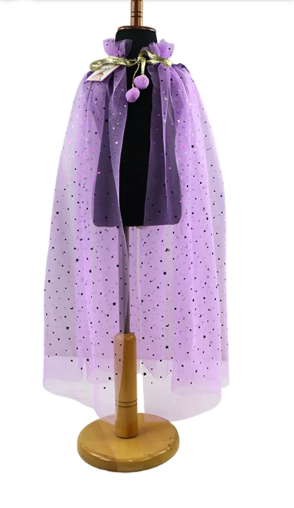 Girls Fun Theme Park Princess Capes - Purple Polka Dot
