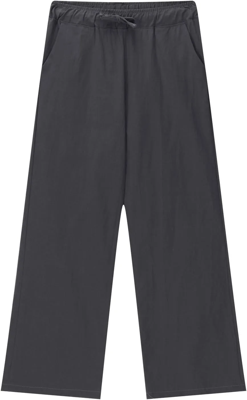 Girls Wide Leg Pants Dressy Casual Linen Trousers Flowy Beach Pants Loose Fit Drawstring Pants Summer High Waist Pant