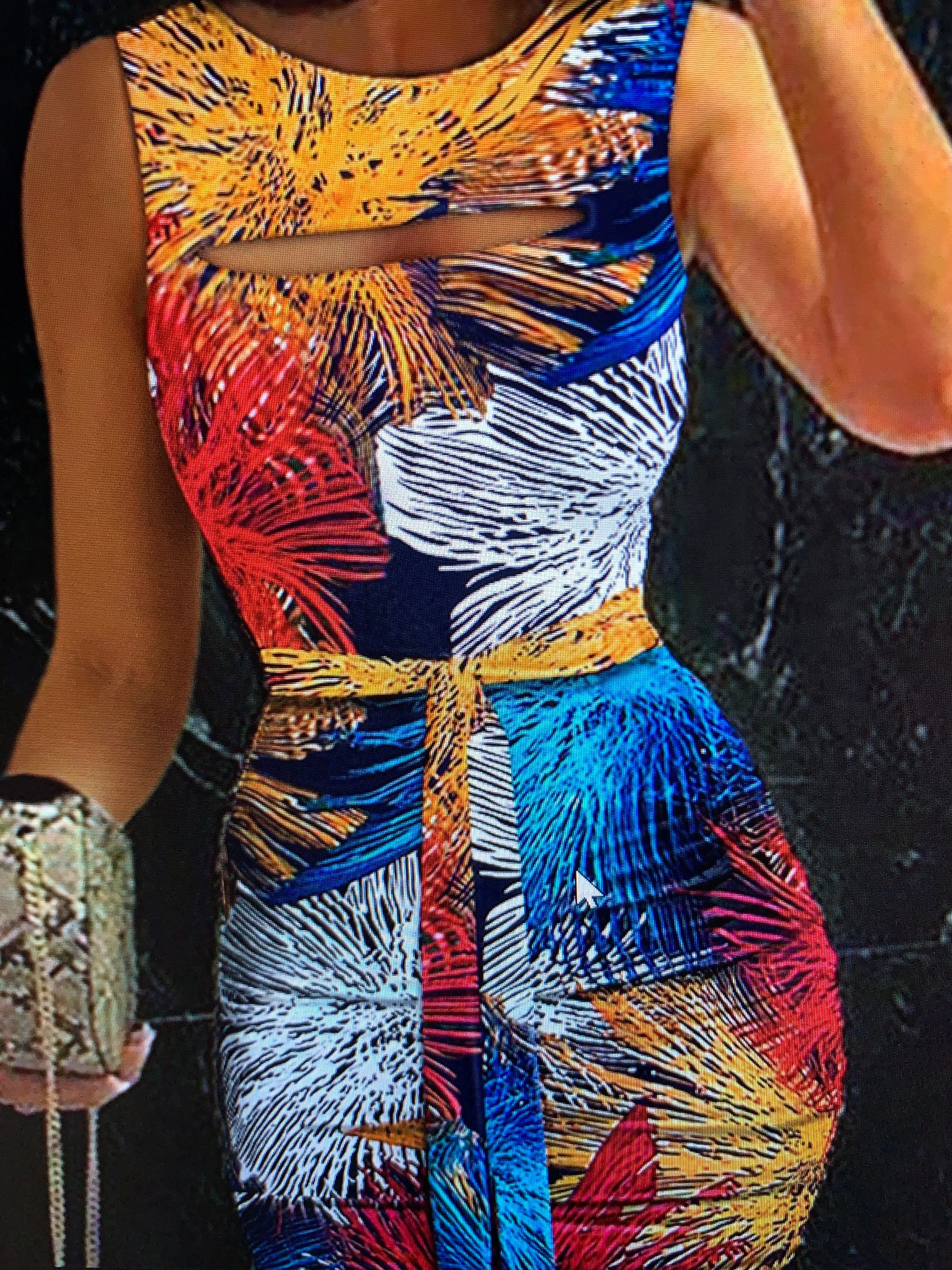 Graphic Pint Tie Dyed Cut Out Bodycon Dress