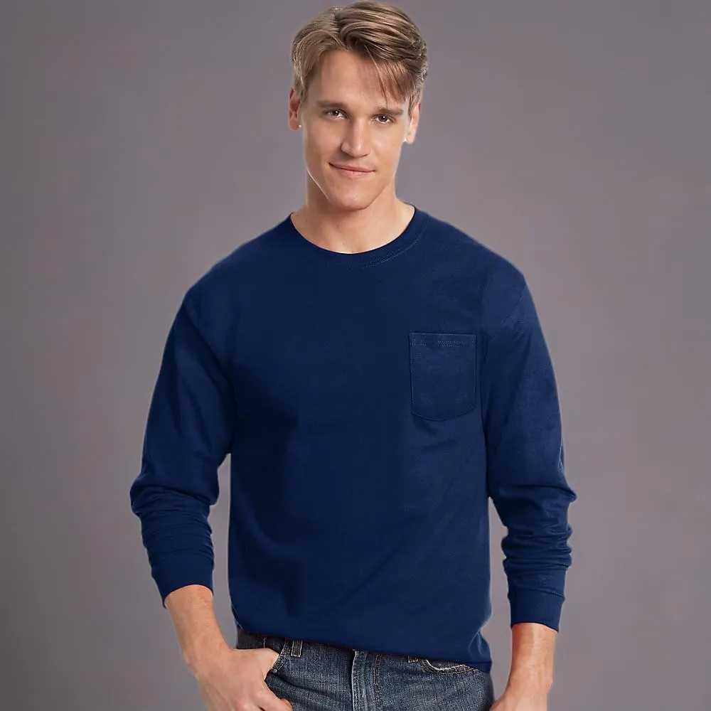 Hanes Men's Tagless Long-Sleeve T-Shirt With Pocket