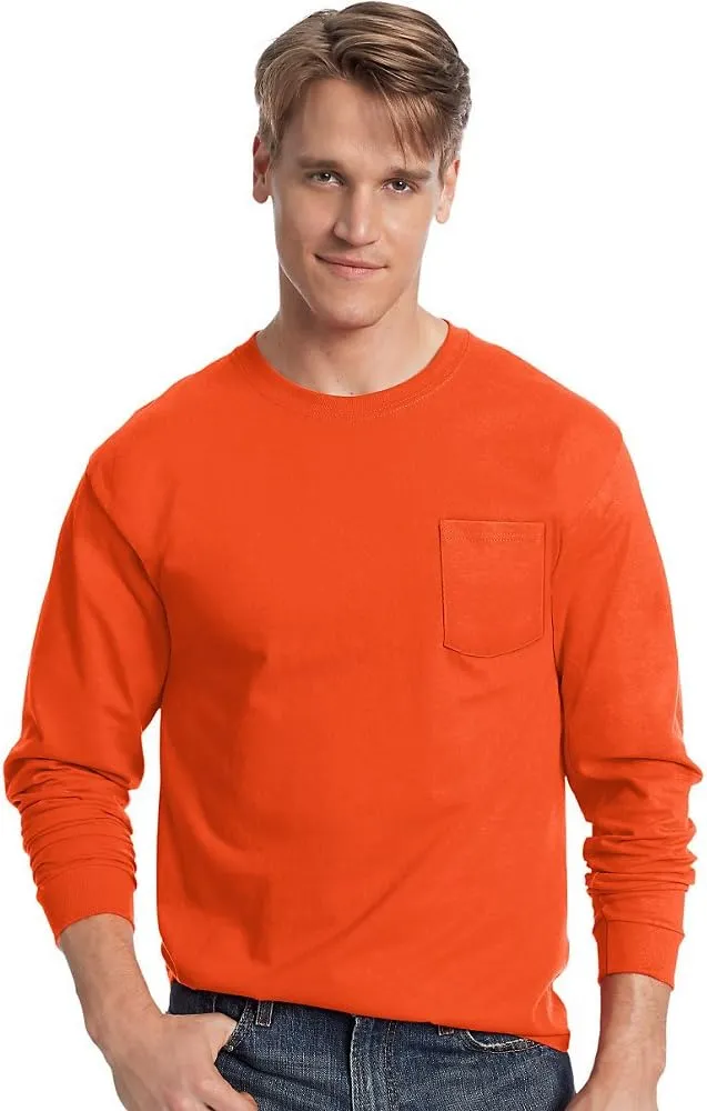 Hanes Men's Tagless Long-Sleeve T-Shirt With Pocket