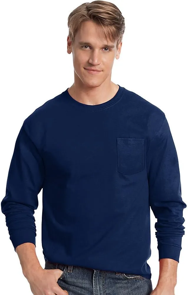 Hanes Men's Tagless Long-Sleeve T-Shirt With Pocket