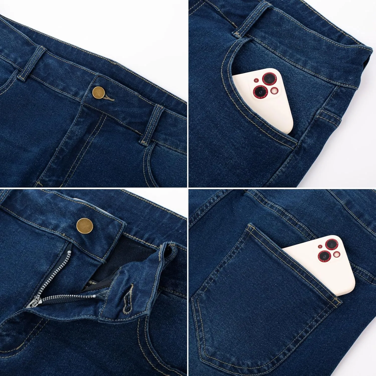 Hanna Nikole Women's Plus Size Wide Flared Jeans High Waisted Stretchy Bell Bottom Denim Jeans with Pockets