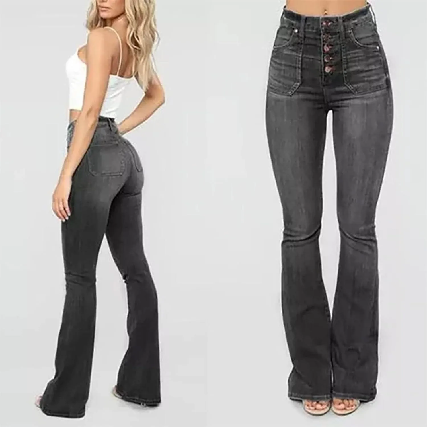 High Waisted Flare Jeans for Women Slim Fit Totally Shaping Tummy Control Butt Lift Wide Leg Bell Bottom Mom Jeans