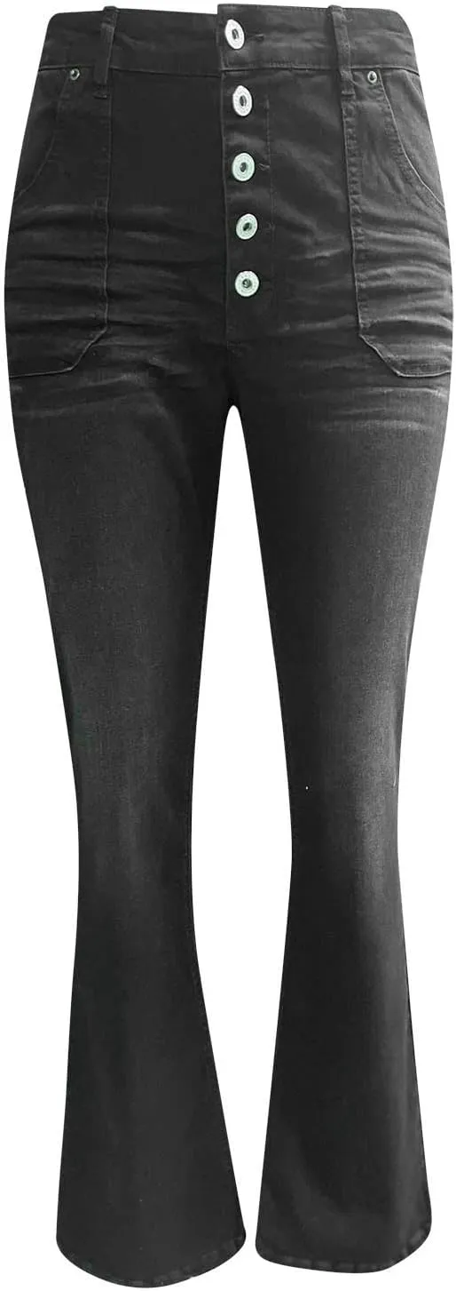 High Waisted Flare Jeans for Women Slim Fit Totally Shaping Tummy Control Butt Lift Wide Leg Bell Bottom Mom Jeans