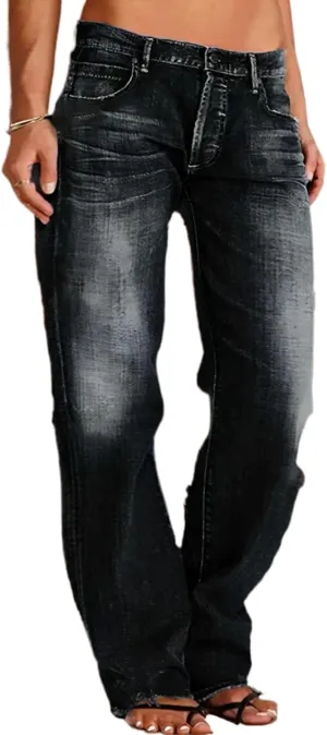 High Waisted Jeans for Women 2024 Loose Distressed Ripped Stretchy Straight Leg Boyfriend Denim Pants
