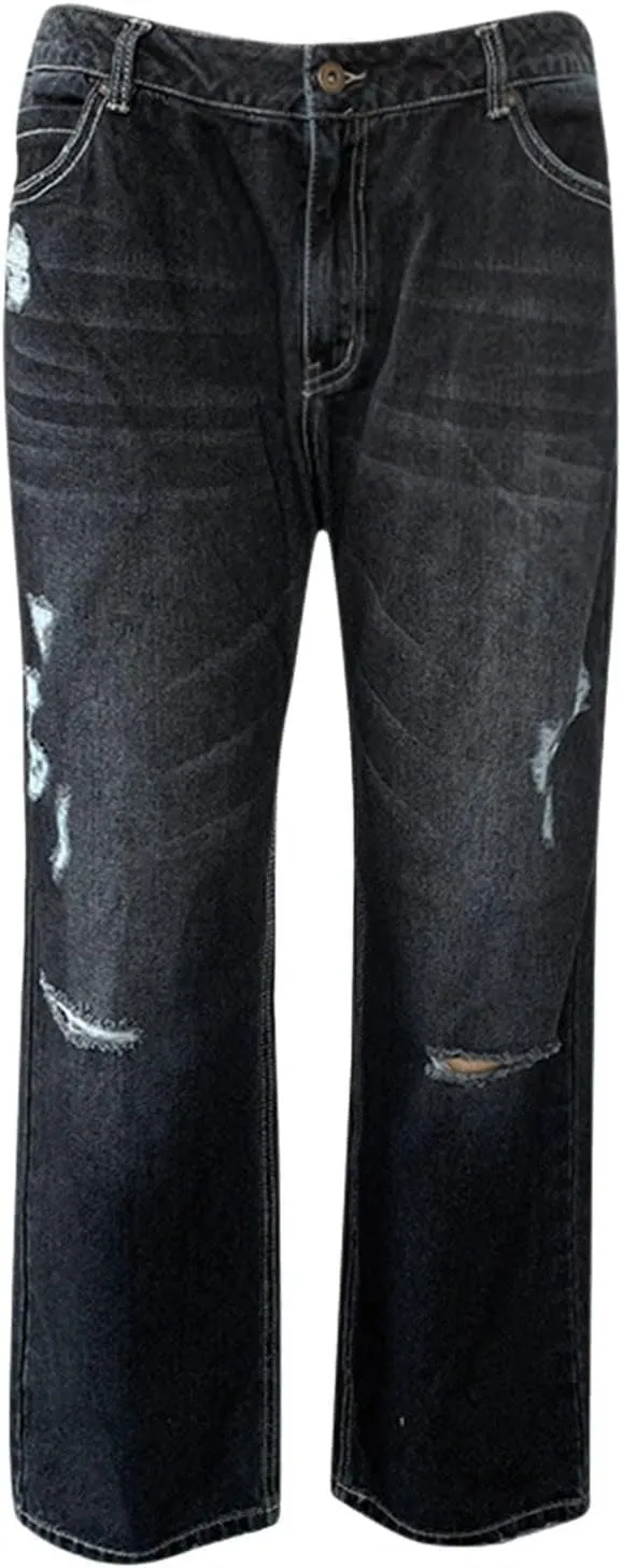 High Waisted Jeans for Women 2025 Loose Distressed Ripped Stretchy Straight Leg Boyfriend Denim Pants