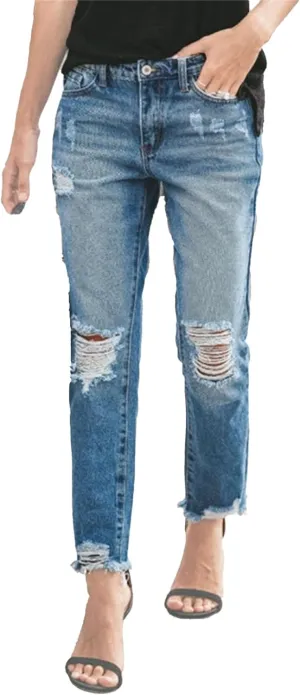 High Waisted Jeans Women's Boyfriend Jeans Stretchy Ripped Distressed Denim Pants Womens Skinny