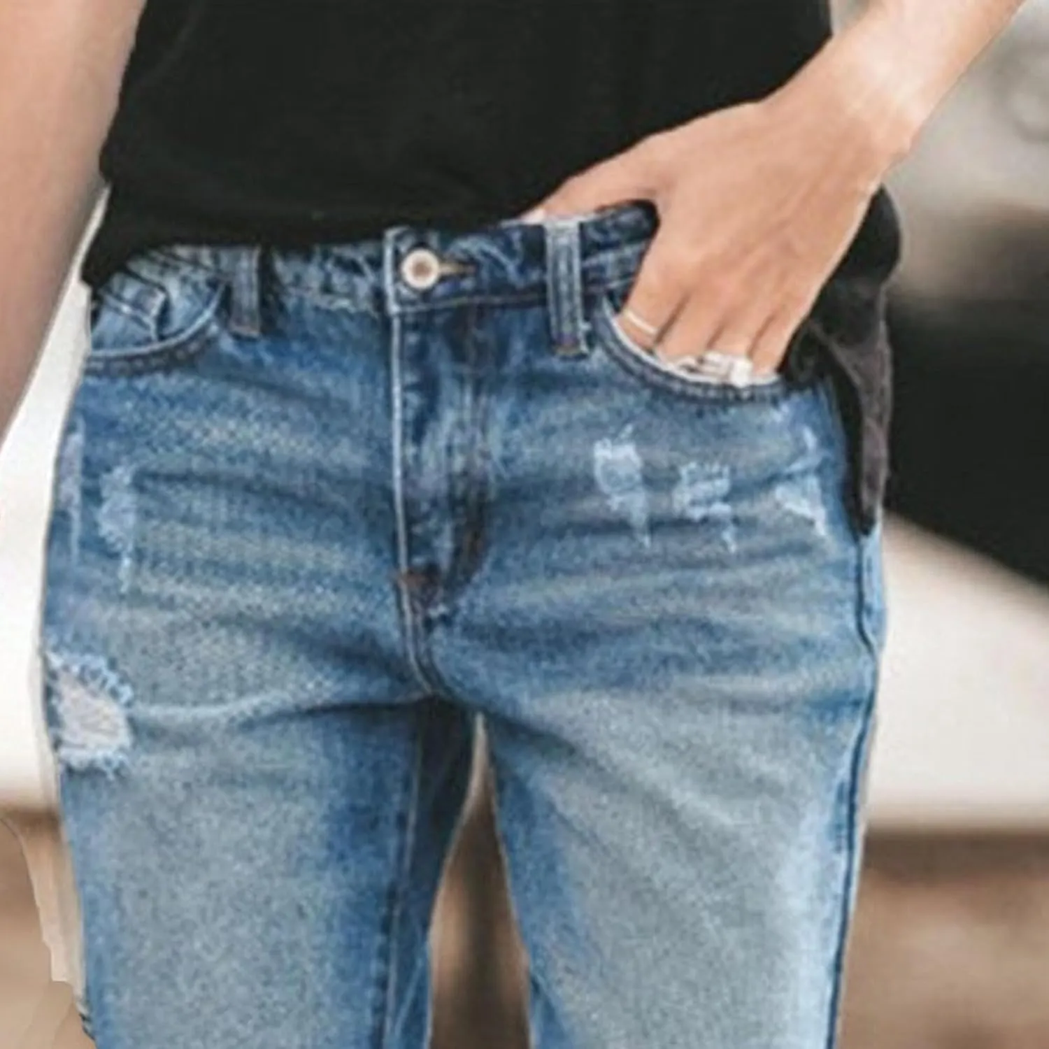 High Waisted Jeans Women's Boyfriend Jeans Stretchy Ripped Distressed Denim Pants Womens Skinny