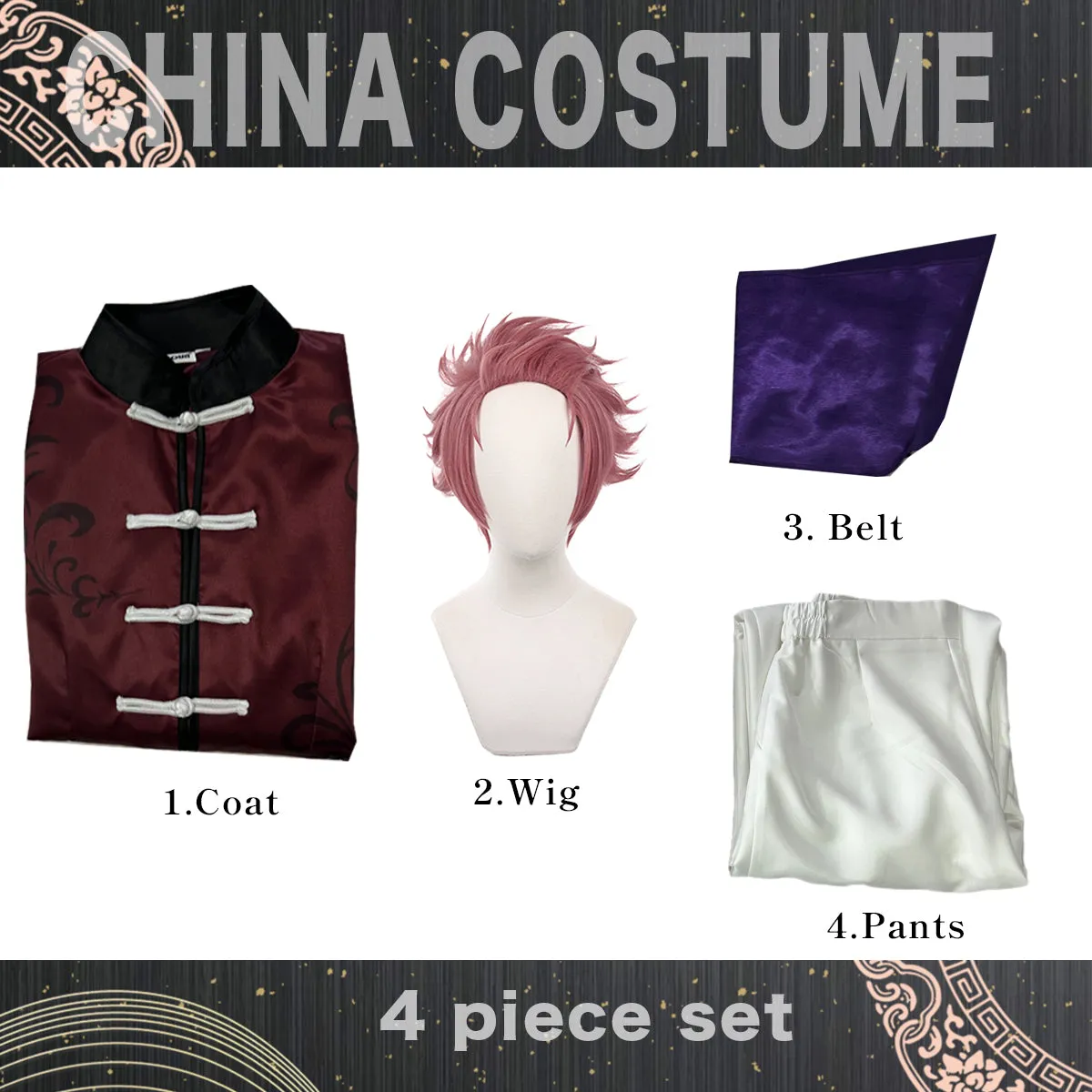 HOLOUN Blue Lock Anime Sae Itoshi Cosplay China Costume Kung Fu Tang Suit Wig Rose Net Sythetic Fibers Adjustable Size Gift