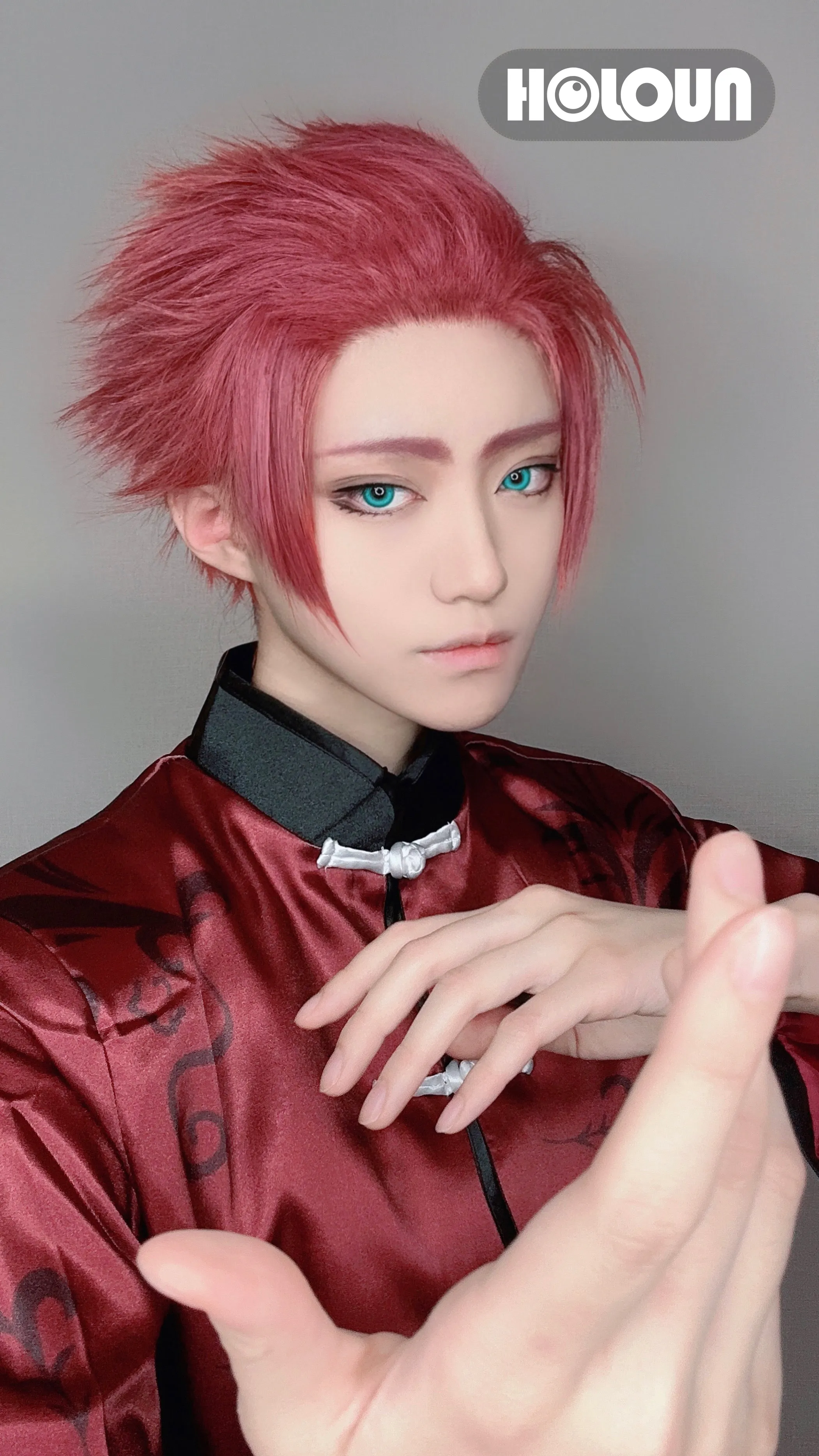 HOLOUN Blue Lock Anime Sae Itoshi Cosplay China Costume Kung Fu Tang Suit Wig Rose Net Sythetic Fibers Adjustable Size Gift